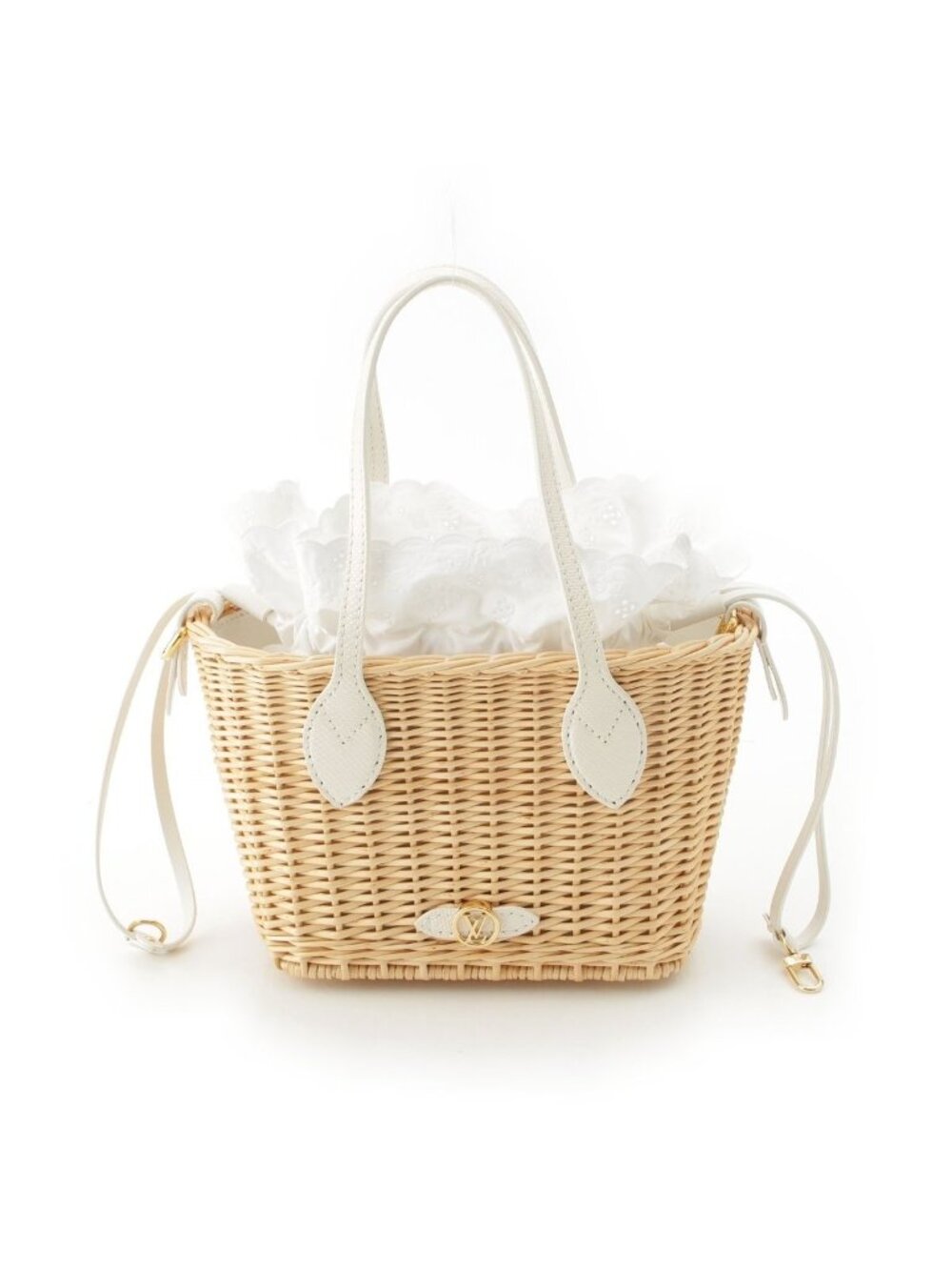 Louis Vuitton Neverfull BB Wicker 2-Way Tote Bag Natural White
